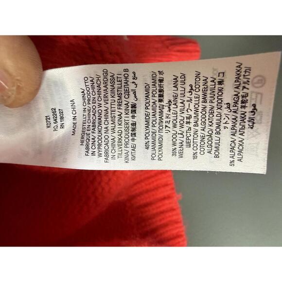 Boden Red Knit Sweater with White Embroidered Hearts, Size Small - Picture 4 of 8